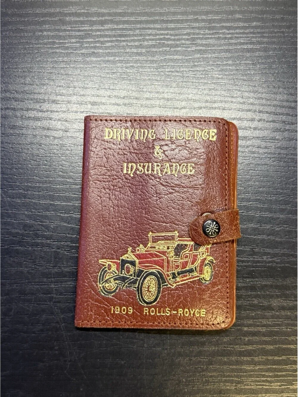 Vintage Brown Leather Driving Licence Insurance Wallet 1909 Rolls-Royce England